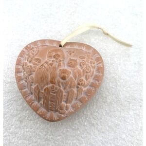 Vintage Clay Heart Potpourri Holder Ornament Cat Family Relief Scent Diffuser